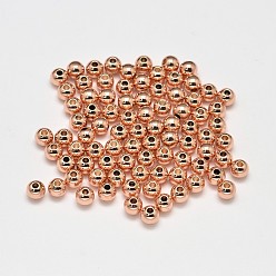 Rose Gold Rack Plating and Vacuum Plating Brass Round Spacer Beads, Rose Gold, 5mm, Hole: 1.5mm