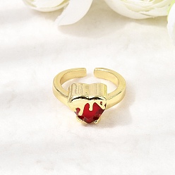 Золотой Стеклянные манжеты с открытыми кольцами, медные кольца, святое сердце, долговечный, без кадмия и без свинца, золотые, внутренний диаметр: 16.6 мм