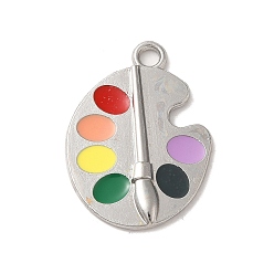 Другие Подвески из сплава с эмалью выпускного сезона, платина, палитра, 25x18x2.5 мм, отверстие : 2 мм