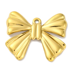 Настоящее золото 18K Ионное покрытие (ip) 304 подвески из нержавеющей стали, очарование бантом, реальный 18 k позолоченный, 27x31x3 мм, отверстие : 1.8 мм