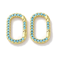 Темно-Голубой Застежки из латуни с микропаве и цирконием, покрытые стойкой, долговечный, без свинца и без кадмия, овальные, глубокое синее небо, 17x10.5x2.5 мм