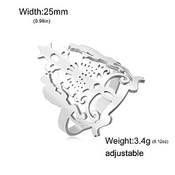 Edelstahl Farbe 304 Edelstahlmanschetten mit offenen Ringen, Blume mit Stern, Edelstahl Farbe, Innendurchmesser: 15~20 mm