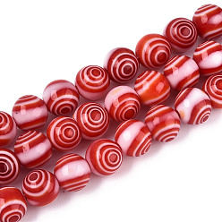 (123L) Белый крем непрозрачный блеск Ручной MILLEFIORI Стеклянные круглые бусины пряди, огнеупорный кирпич, 8 мм, отверстие : 1.2~1.4 мм, около 48~49 шт / нитка, 14.09~14.37'' (35.8~36.5 см)