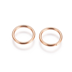 Розовое Золото 304 из нержавеющей стали открыты кольца прыжок, розовое золото , 8x0.9 мм, Внутренний диаметр: 6 мм