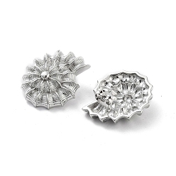 Платина Латунные серьги-гвоздики в форме ракушки, долговечный, без свинца и без кадмия, платина, 24x21 мм