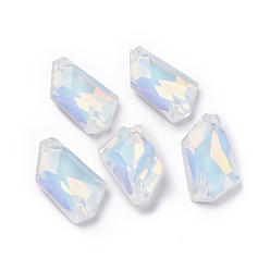 Белый Дым Многоугольная форма с эффектом мокко, пришитая стразами, k 5 стеклянный страз, 2-отверстие ссылка, плоская спинка с покрытием, швейные украшения, серый, 23x14.5x6 мм, отверстие : 1.2 мм