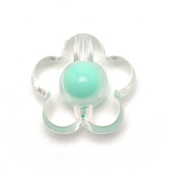 Aquamarine Transparent Resin Beads, Flower, Aquamarine, 17x17.4x9.5mm, Hole: 2.7mm