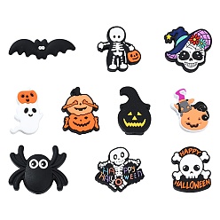 Mixed Shapes 20Stück 10Stile Halloween-Themen Lebensmittelqualität Umweltfreundliche Silikon-Focus-Perlen, Gemischte Farbe, Mischformen, 12~30x18~39x7~9 mm, Bohrung: 2 mm, 2 Stück / Stil