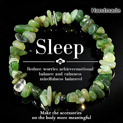 Prehnita Pulseras elásticas con cuentas de fragmentos de prehnita natural, 6.89 pulgada (17.5 cm)
