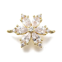 Настоящее золото 14K Подвески-скрепки из латуни с прозрачным кубическим цирконием и снежинками, без кадмия, без никеля и без свинца, реальный 14 k позолоченный, 19x13.5x4 мм, отверстие : 1.2 мм