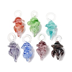 (52) Непрозрачная лаванда Подвески лэмпворк ручной работы, осьминог, разноцветные, 36.5~37x17.5~19x17~19 мм, отверстие : 4x3.5~4.5 мм