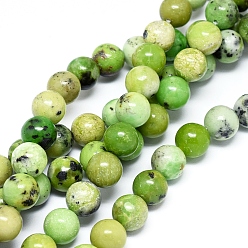 Змеевик Природные серпантину нитей бисера, круглые, 10 мм, отверстие : 1.2 мм, около 40 шт / нитка, 15.7 дюйм (40 см)