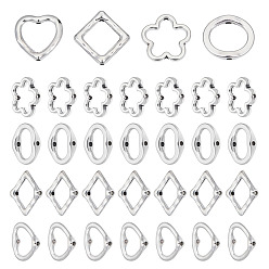 Античное Серебро 120 шт. 4 стили тибетского стиля оправа из бисера из сплава, без свинца и без кадмия, разнообразные, античное серебро, 13.5~16x2~3.5 мм, отверстие : 1~1.5 мм, 30 шт / стиль