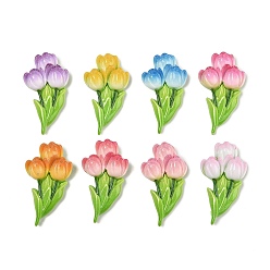 (52) Непрозрачная лаванда Кабошон из непрозрачной смолы, тюльпан, разноцветные, 38x21x7 мм