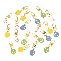 (52) Непрозрачная лаванда 20 шт. 4 цвета, окрашенные распылением, подвесные украшения в виде улыбающегося лица из сплава, с поворотной застежкой, для брелка, кошелек, украшение для рюкзака, разноцветные, 59 мм, 5 шт / цвет