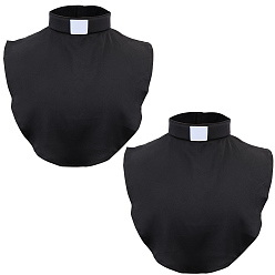 Noir 2Pièces de col de chemise en polyester, faux colliers détachables, noir, 355x380x1.5~5.5mm