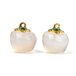 Папайя Оранжевый Окрашенного распылением стеклянные подвески, с латунной эмалированной фурнитурой, яблоко, papayawhip, 15.5x13~14 мм, отверстие : 1.4 мм