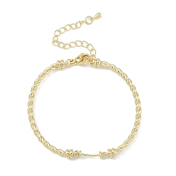 Настоящее золото 18K Изготовление браслета из латунной витой цепочки, реальный 18 k позолоченный, 4-3/8 дюйм (11 см)