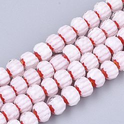 Красный Стеклянные бусины, граненые, RONDELLE с цветком, красные, 9.5~10x7.5~8 мм, отверстие : 1.5~2 мм, около 72 шт / нитка, 21.2 дюйм