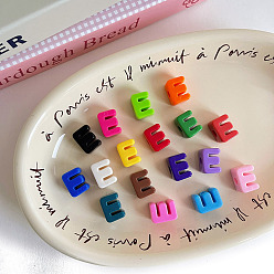 Letter E Непрозрачный акрил европейского бисера, бусины с большим отверстием, разноцветные, Письмо E, 20.3x15.7x13.7 мм, отверстие : 6.3 мм, Около 151 шт / 500 г