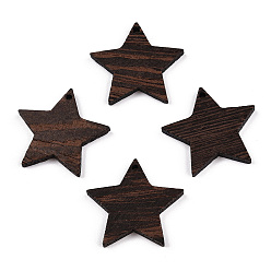 Coconut Brown Natural Wenge Wood Pendants, Undyed, Star Charms, Coconut Brown, 26x28.5x3.5mm, Hole: 1.6mm