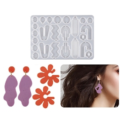 Белый DIY силиконовые формы кулон, формы для литья смолы, смешанные неправильные формы, белые, 177x125x5 мм, отверстие : 2 мм, внутренний диаметр: 16~56.5x16~30 мм