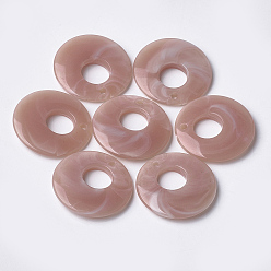 Rosy Brown Acrylic Pendants, Imitation Gemstone Style, Flat Round, Rosy Brown, 24.5x4mm, Hole: 2mm, about 363pcs/500g