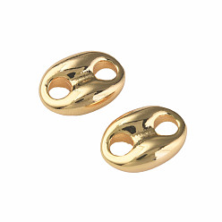 Real 18K Gold Plated Brass Connector Charms, Nickel Free, Oval, Real 18K Gold Plated, 12x8.5x4mm, Hole: 3mm