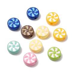 (52) Непрозрачная лаванда Запекаемая краска непрозрачная акриловая эмаль бусины, плоские круглые с ветряной мельницей, разноцветные, 17x17.5x9 мм, отверстие : 2 мм
