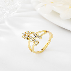 Letter H Латунные микро проложить пальцев кольца кубического циркония, без кадмия, без никеля и без свинца, для женщин, Письмо ч, размер США 3 (14 мм)