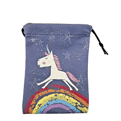 Единорог Печатные мешочки для упаковки ворса, сумки для хранения подарков на день рождения, прямоугольные, рисунок единорога, 18x13 см