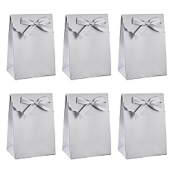 Gray Paper Packing Bags with Bowknot, Rectangle, Gray, 10.5x7.5x0.3cm, Open: 10.5x7.5x4.1cm