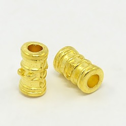 Golden Tibetan Style Alloy Beads, Grooved Beads, Column, Cadmium Free & Lead Free, Golden, 9x5.5mm, Hole: 3mm