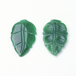 Myanmar Jade Pendentif jade naturel du Myanmar / jade birman, teint, feuille, 28~32x16~20x2mm, Trou: 1mm