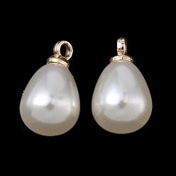 Золотой Подвески из АБС-пластика с жемчугом, слеза, с петлей из сплава, золотые, 13x8 мм, отверстие : 1.6 мм
