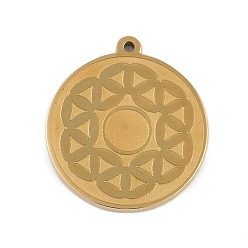 Настоящее золото 18K Ионное покрытие (ip) 304 подвески из нержавеющей стали, плоский круглый шарм, реальный 18 k позолоченный, 16.5x15x1.5 мм, отверстие : 0.8 мм