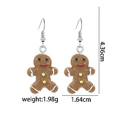 Gingerbread Man Серьги из нового сплава, с эмалью, акрилом и смолой, платина, Колобок, 43.6x16.4 мм