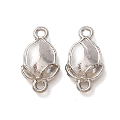 Stainless Steel Color 304 Stainless Steel Connector Charms, Flower Bud Links, Stainless Steel Color, 12x6.5x2.5mm, Hole: 1mm
