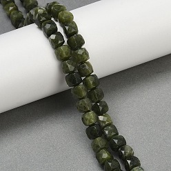 Chinese Jade Натуральные китайские бусины из южного нефрита, граненые, кубические, 6.5~7.5x6.5~7.5x6.5~7.5 мм, отверстие : 1 мм, около 56 шт / нитка, 15.55'' (39.5 см)