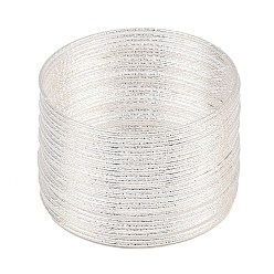 Серебро Текстурированная железная проволока для бисероплетения для изготовления украшений своими руками., серебряные, 1.3 мм, внутренний диаметр: 58 мм, 16 датчик, 30 круги/шт