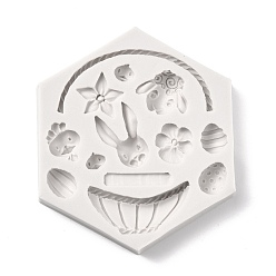 Old Lace DIY Animals Food Grade Silicone Molds, Resin Casting Molds, For UV Resin, Epoxy Resin Jewelry Making, Handle & Chicken & Flower & Sheep & Rabbit & Seed & Oval & Rectangle & Basin, Old Lace, 125x106x14mm, Inner Diameter: 3~38x11~86mm