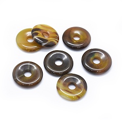 Цвет Оливы Природные подвески агат, окрашенная и подогревом, пончик / пи-диск, темные золотарник, ширина пончика: 11.5 мм, 29~30x5~7.5 мм, отверстие : 6~7 мм