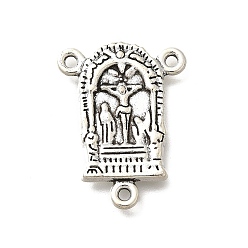 Античное Серебро Сплав люстра компонента ссылки тибетском стиле, без кадмия и без свинца, арочная форма с Иисусом, античное серебро, 25x18.5x2 мм, отверстие : 1.6 мм