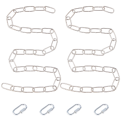 Platinum DIY Necklaces Making Kits, include Iron Cable Chains, Lamp Lifting Chain and Iron Rock Climbing Carabiners, Platinum, Rock Climbing Carabiners: 42.5x22.5x7.5mm, Inner Diameter: 35x9.5mm, 4pcs/set
