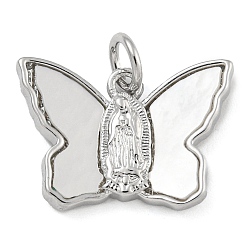 Платина Латунные подвески с ракушками и соединительными кольцами, без кадмия и без свинца, бабочки прелести, платина, 12x17.5x3 мм, отверстие : 3 мм