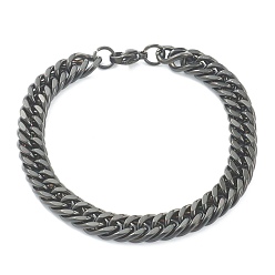 Electrophoresis Black 304 из нержавеющей стали Снаряженная цепи браслеты, ионное покрытие (ip), с карабин-лобстерами , электрофорез черный, 9 дюйм (22.7 см)