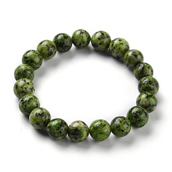 Mixed Color Dyed Natural Jade Beads Stretch Bracelets, Round, Mixed Color, Inner Diameter: 2-1/8 inch(5.4cm), Bead: 10mm