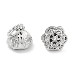 Платина Стойка металлическая латунная микропрофилированная кубическая циркония подвески, долговечный, без свинца и без кадмия, формы раковины, платина, 7.5x8 мм, отверстие : 3 мм