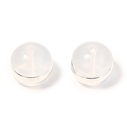 Серебро Пластиковые ушные гайки tpe, с 316 фурнитурой из хирургической нержавеющей стали, спинки для серьги, полукруглые / купольные, серебряные, 4x5 мм