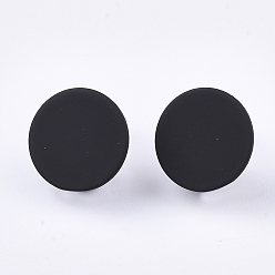 Черный Окрашенные спрей железные серьги, со стальными булавками и петлей, плоско-круглые, чёрные, 12 мм, отверстия: 4 мм, штифты: 0.7 мм